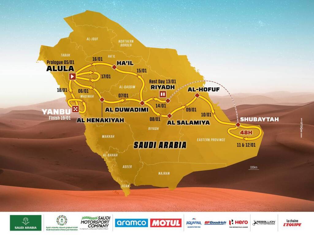 La mappa della Dakar 2024, con tutte le 12 tappe.